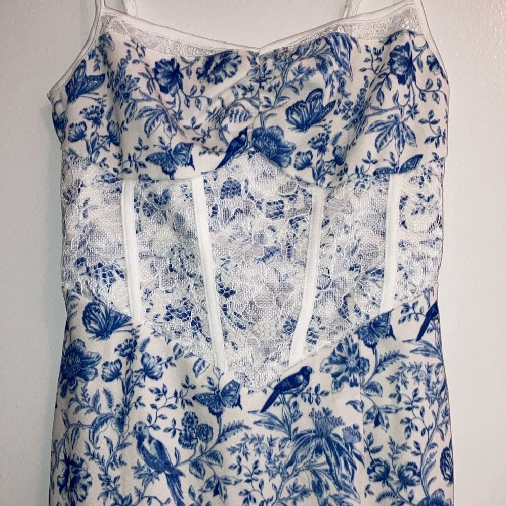 SHEIN MOD | NWT! 👗Floral Print Lace Panel Split Hem Cami Dress XS - Picture 6 of 12